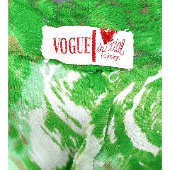 Vintage Dress 50s Floral Green Bow Vogue Women Small Pin Up Skater Rockabilly - Picture 4 of 13